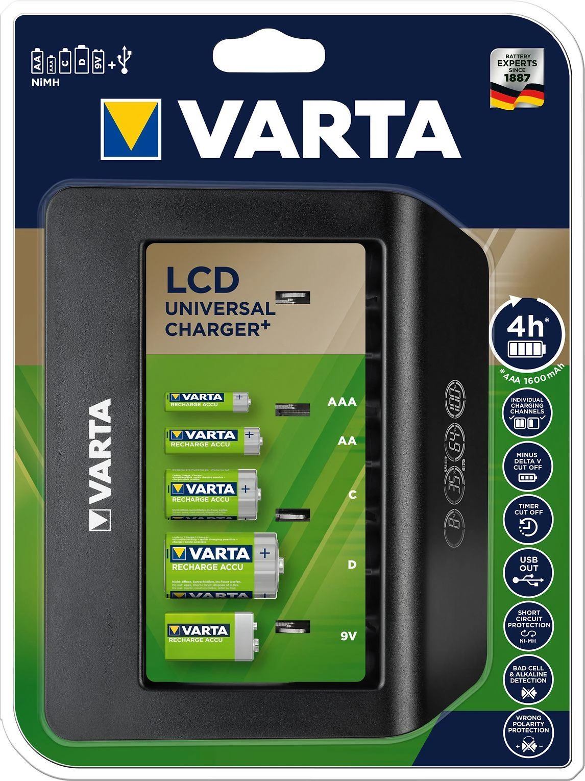 Varta AAA/AA/C/D/9V elementų kroviklis LCD Universal Charger Plus 57688