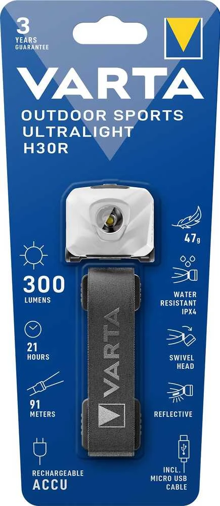 Varta ULTRALIGHT H30R Ant galvos tvirtinamas žibintuvėlis Balta LED