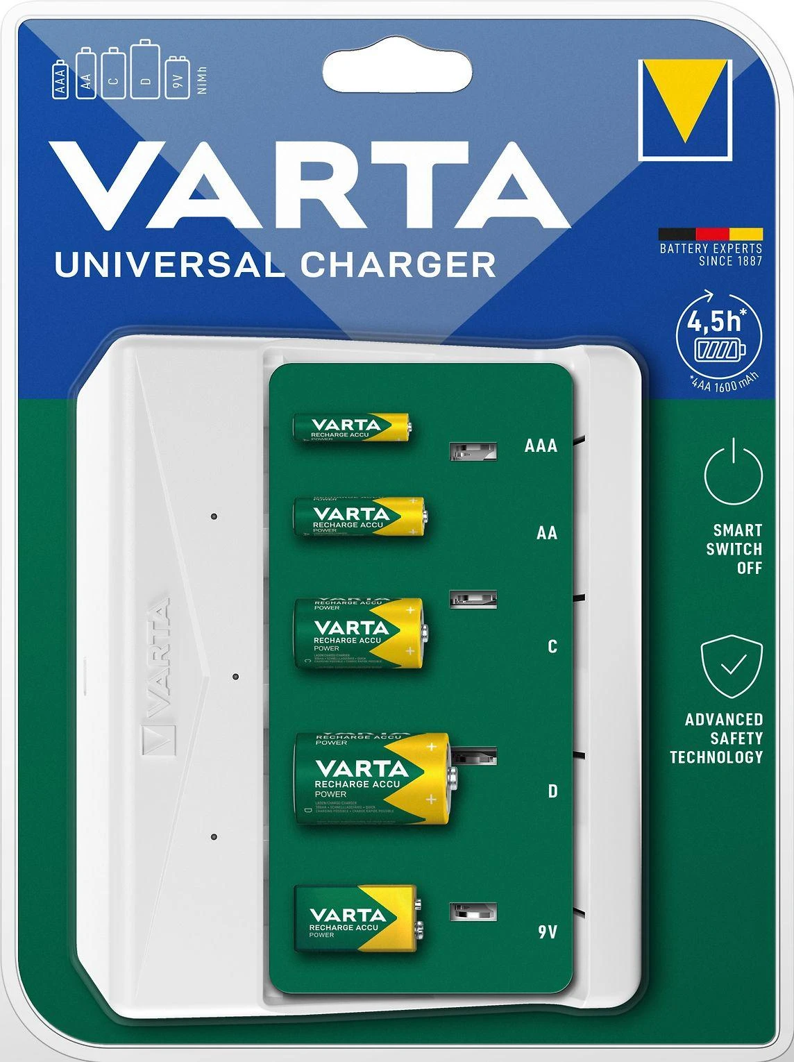 Varta universalus AAA/AA/C/D/9V elementų kroviklis Universal Charger 57658