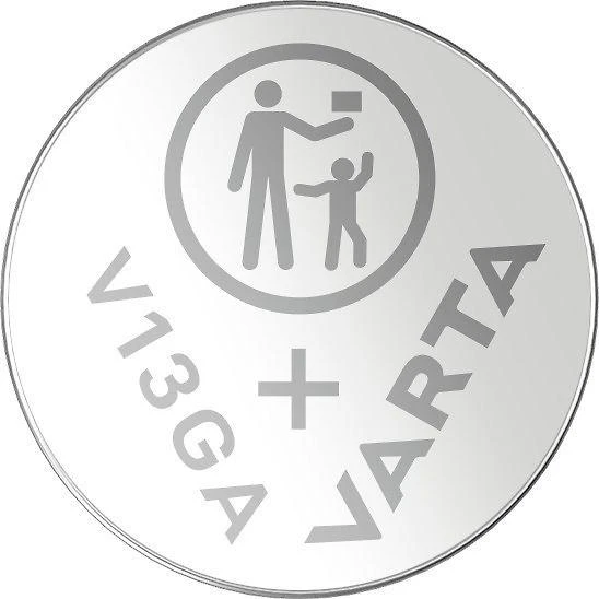 Varta V13GA baterija su saugos piktograma