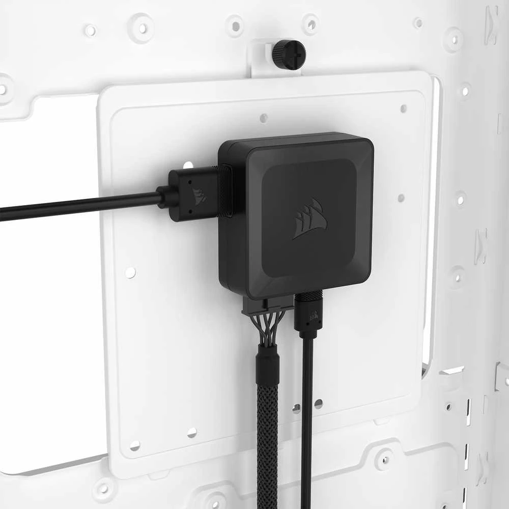 CORSAIR iCUE LINK System Hub automatically detects, synchronizes, and manages all your system cooling and RGB lighting by linking up to 14 devices, significantly reducing cabling complexity.