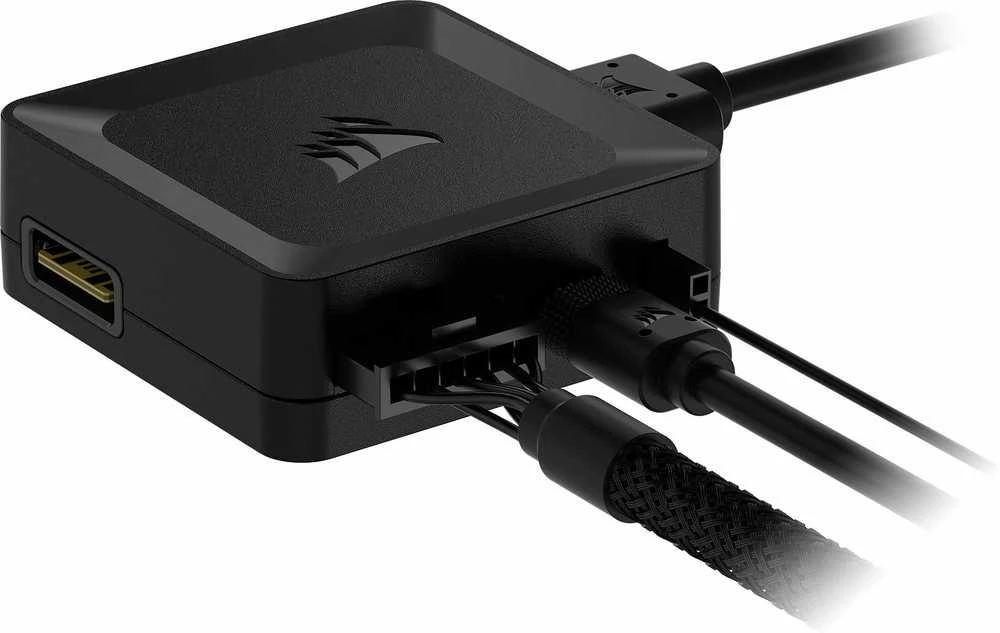 CORSAIR iCUE LINK System Hub automatically detects, synchronizes, and manages all your system cooling and RGB lighting by linking up to 14 devices, significantly reducing cabling complexity.