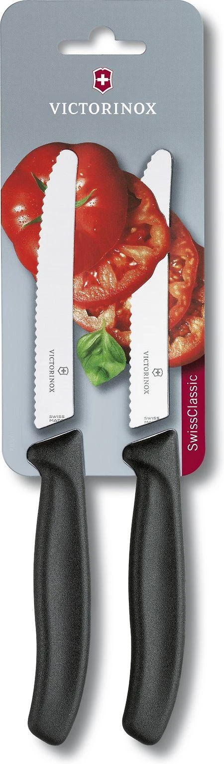 Victorinox rinkinys iš 2 dantytų pomidorų peilių juoda pūslelė