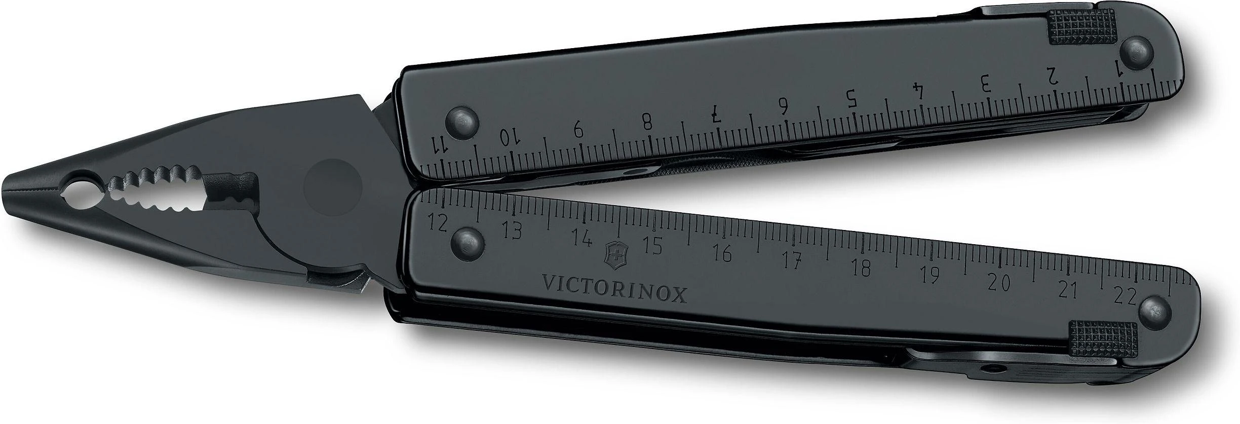 Juodas Victorinox SwissTool su integruota liniuote