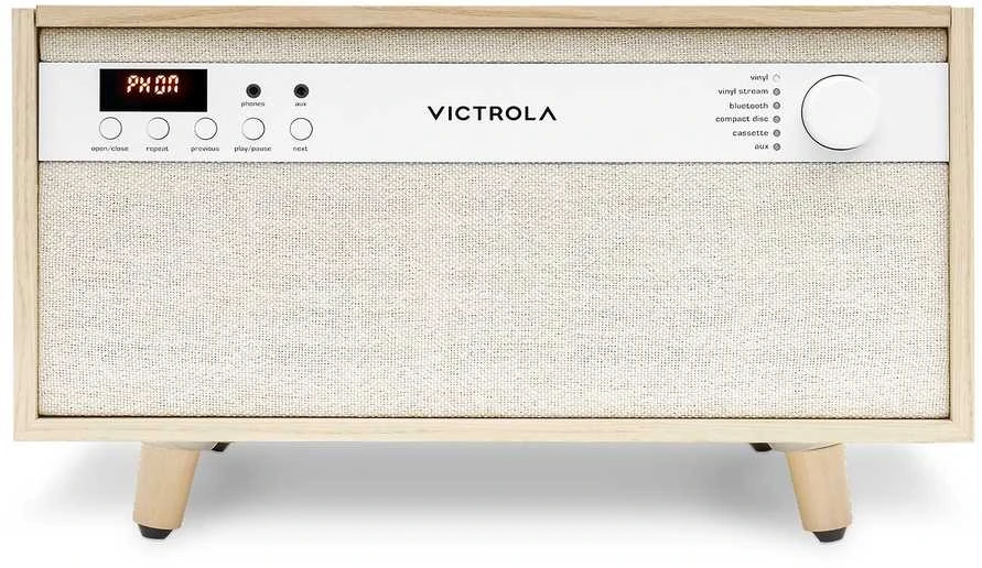 Daugiafunkcis grotuvas Victrola Century 6-in-1 VTA-820SB-NAT-INT su CD, kasečių ir patefono funkcija, smėlio spalvos