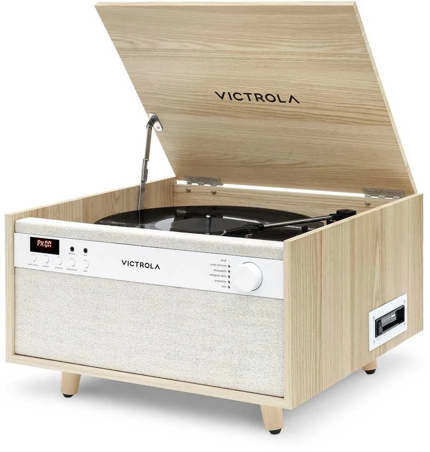 Daugiafunkcis grotuvas Victrola Century 6-in-1 VTA-820SB-NAT-INT su CD, kasečių ir patefono funkcija, smėlio spalvos