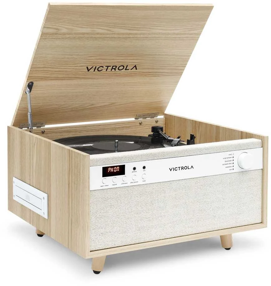 Daugiafunkcis grotuvas Victrola Century 6-in-1 VTA-820SB-NAT-INT su CD, kasečių ir patefono funkcija, smėlio spalvos