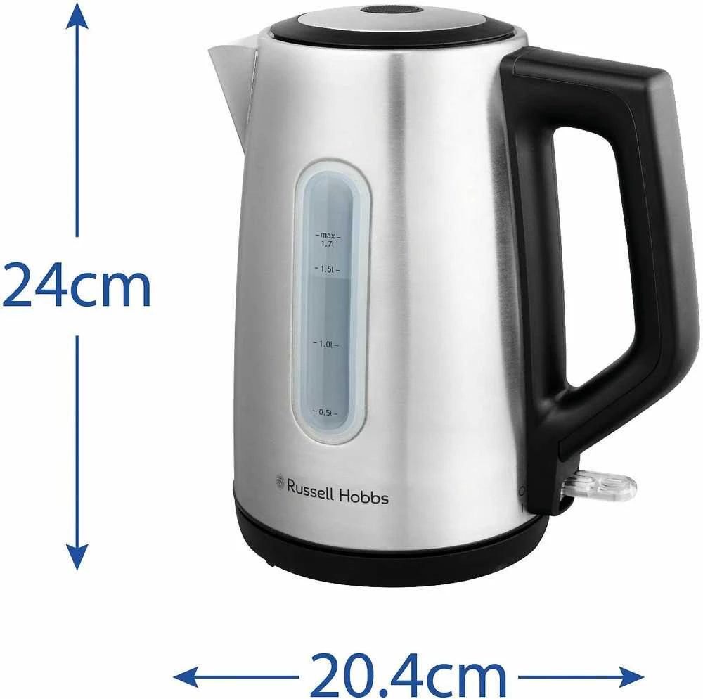 Russell Hobbs virdulys Heaton, šlifuotas nerūdijantis plienas su juodais akcentais, 1,7 l