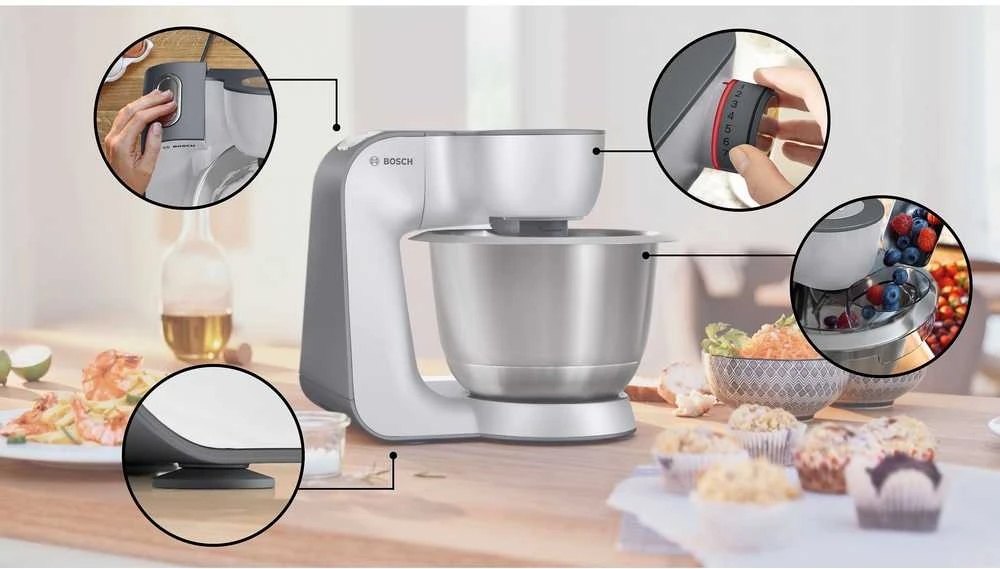 Virtuvinis kombainas Bosch MUM58359 Serija 4, Virtuvės kombainas, MUM 5, 1000 W, Sidabrinės