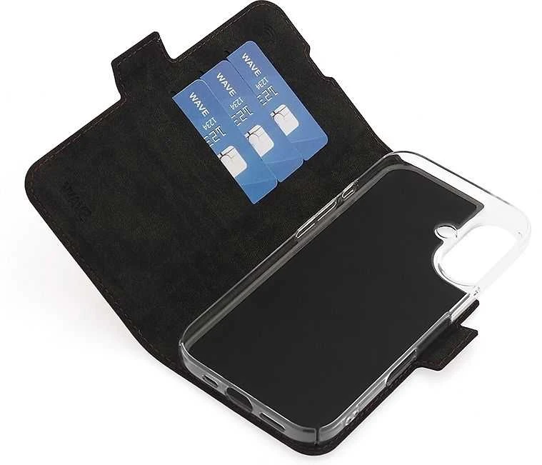 Dėklas Wave BookCase -suojakotelo, MagSafe-yhteensopiva, Apple iPhone 16, Smoky Sangria