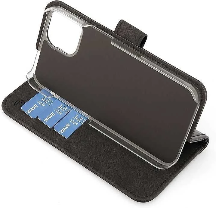 Dėklas Wave Flap BookCase -suojakotelo, iPhone 13, musta