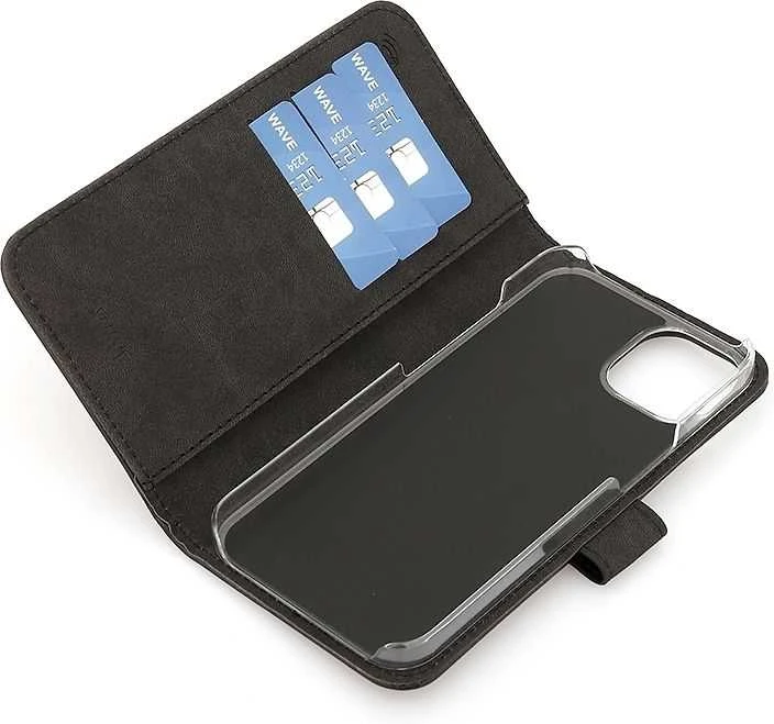 Dėklas Wave Flap BookCase -suojakotelo, iPhone 13, musta