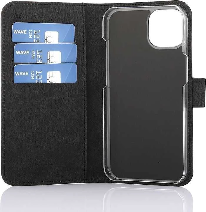 Dėklas Wave Flap BookCase -suojakotelo, iPhone 13, musta