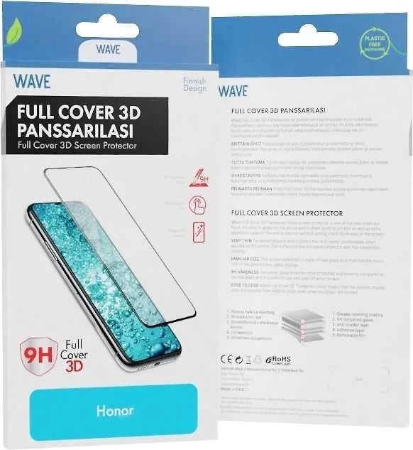 „Wave Full Cover 3D“ grūdintas stiklas, „Honor 200 Pro“, juodas rėmelis