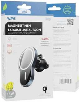 Wave magnetinis Qi įkrovimo stovas automobiliui, juodas