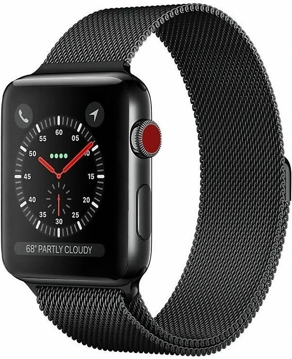 Wave plieno pintinė apyrankė, Apple Watch 42 mm / 44 mm / 45 mm, juoda