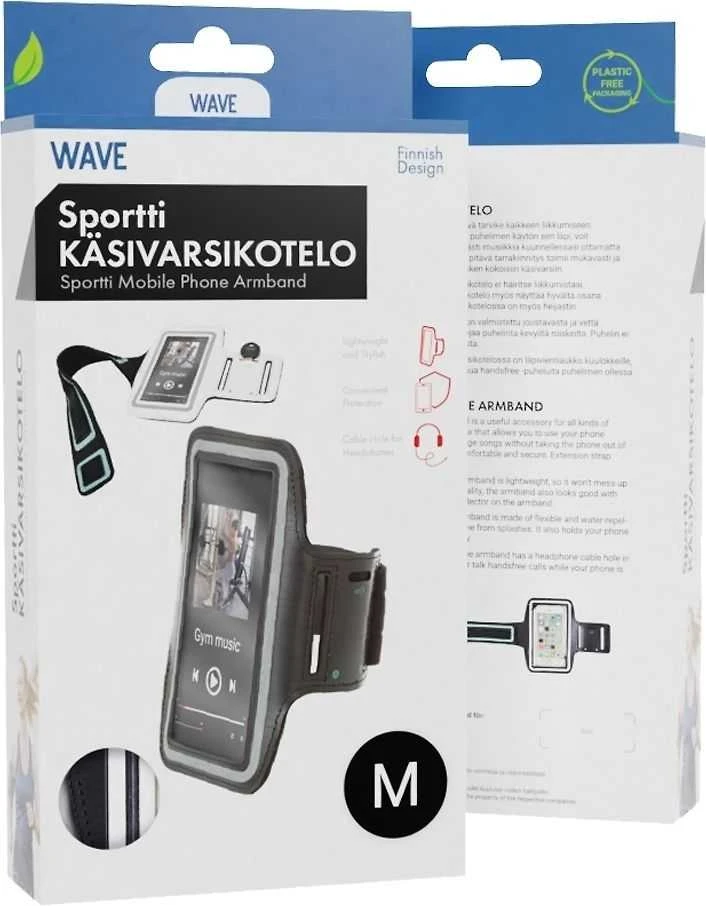 Wave rankenos dėklas išmaniesiems telefonams, M dydis, juodas