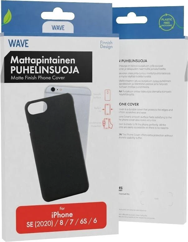 Dėklas Wave telefono dangtelis, Apple iPhone 6 / 6s / 7/8 / SE, juodas matinis paviršius