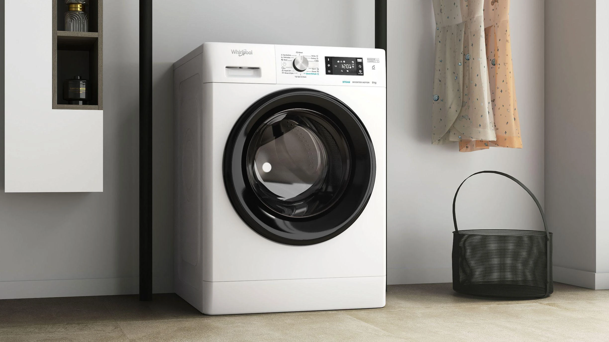 WHIRLPOOL Skalbimo mašina FFB 9469 BV EE, 9kg, 1400 rpm, Energy class A, Gylis 63 cm, Steam refresh