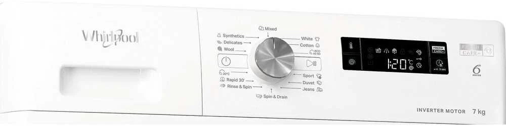 Whirlpool | Skalbimo mašina | FFS 7469 W EE | Energy efficiency class A | Front loading | Skalbimo talpa 7kg | 1400 RPM | Gylis 57.5 cm | Plotis 59.5 cm | Ekranas | LED | Baltas