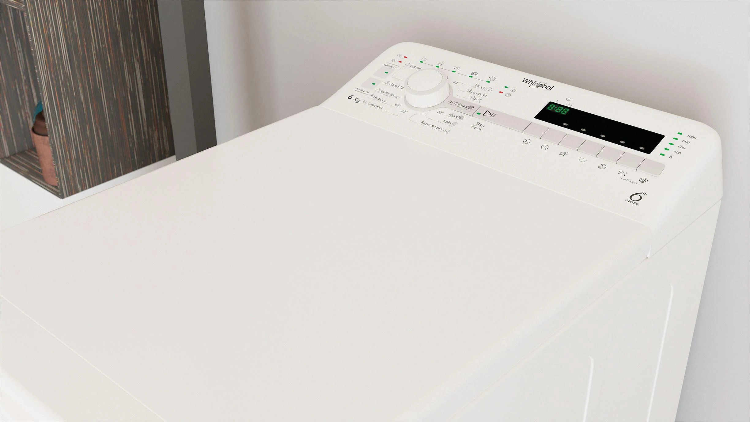 WHIRLPOOL Top load Skalbimo mašina TDLR 6040S EU/N, 6kg, 1000 rpm, Energy class C, Gylis 60 cm