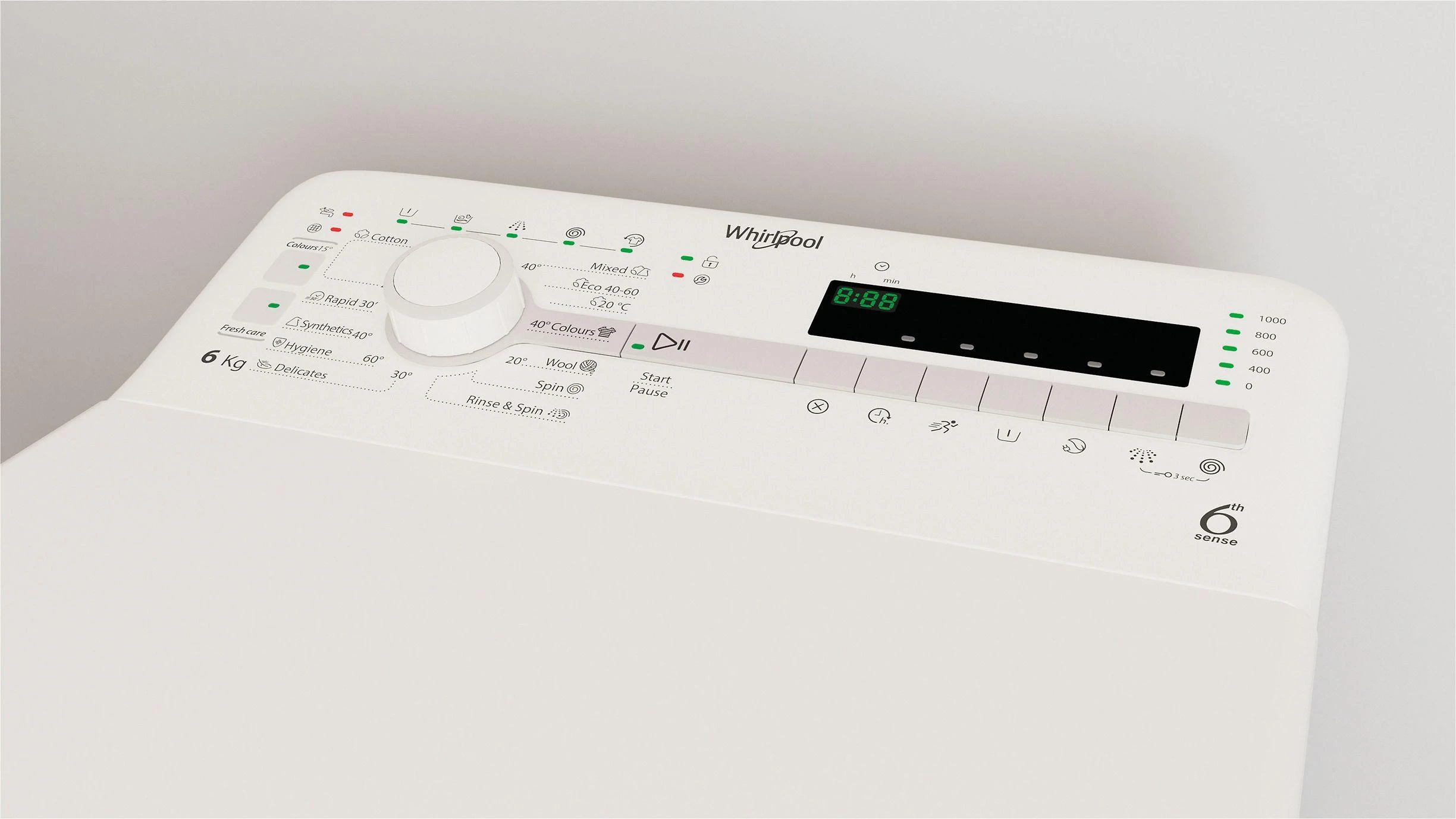 WHIRLPOOL Top load Skalbimo mašina TDLR 6040S EU/N, 6kg, 1000 rpm, Energy class C, Gylis 60 cm