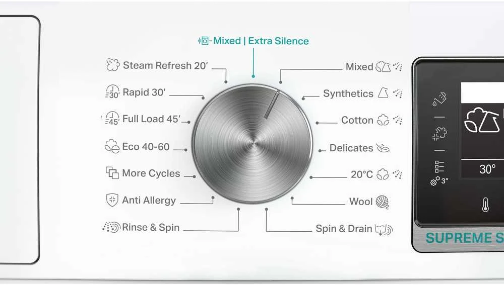 Whirlpool Skalbimo mašina | W8 99AD SILENCE EE | Energy efficiency class A | Front loading | Skalbimo talpa 9kg | 1400 RPM | Gylis 64.3 cm | Plotis 59.9 cm | LCD | Steam function | Direct drive | Baltas
