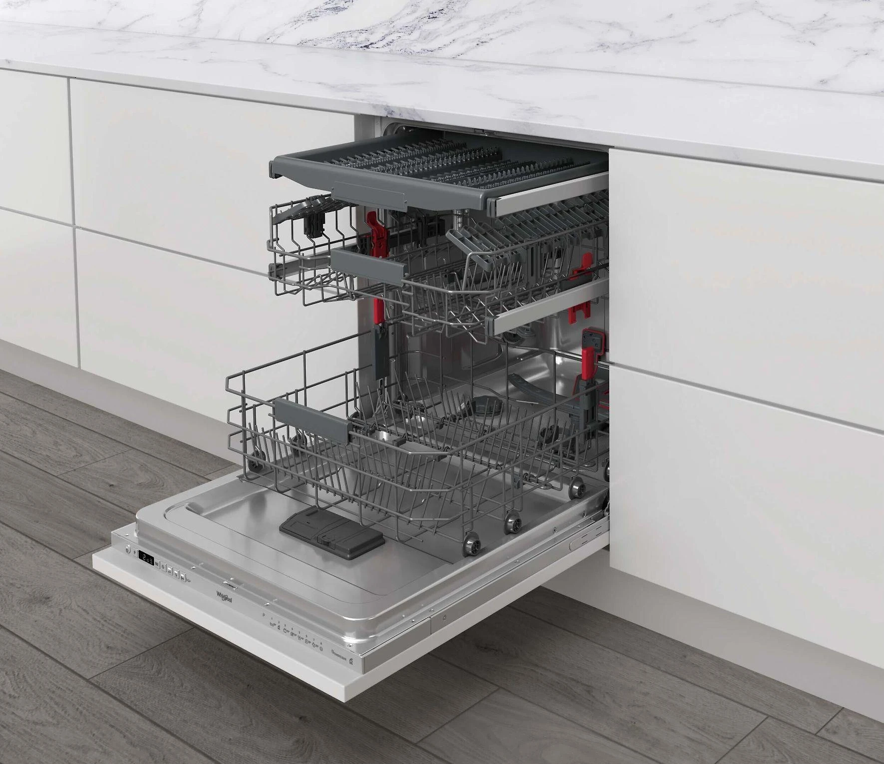 Whirlpool Įmontuojama indaplovė, sidabro spalvos, pilno dydžio (WIC 3C34 PFE S)