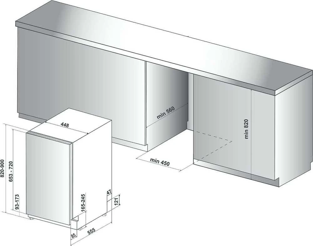 Indaplovė Whirlpool WSIO 3T223 PE X astianpesukone, integroitava