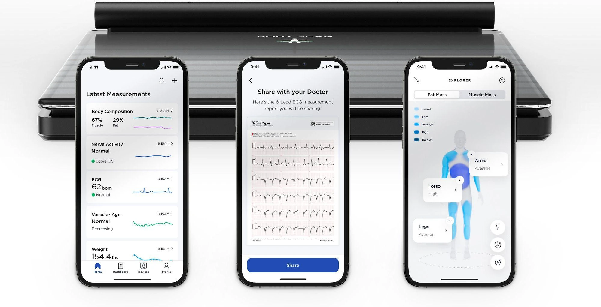 Išmaniosios vonios svarstyklės Withings Body Scan, Juodos