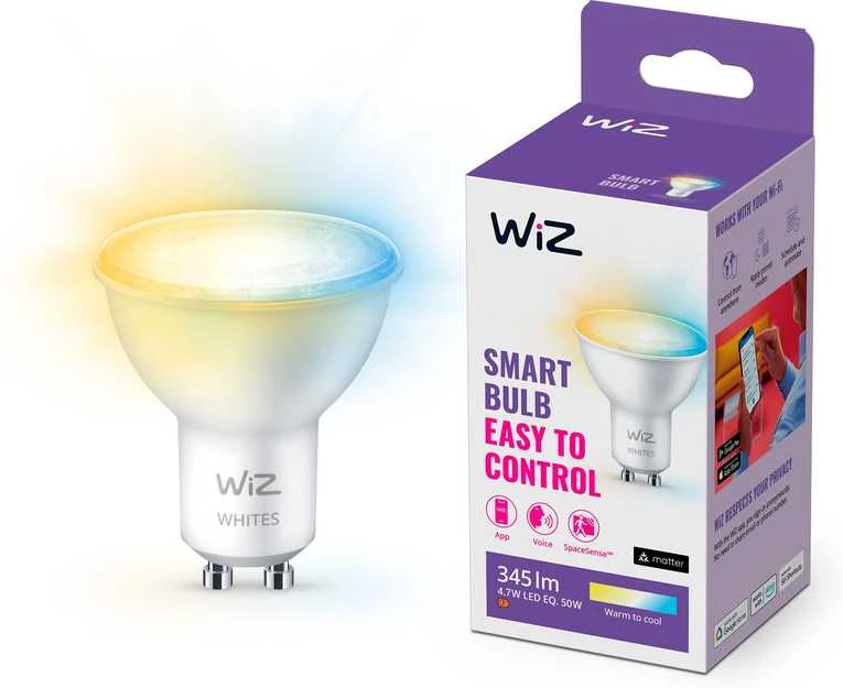 Signify WiZ Baltas GU10 Tunable 60W Glas Einerpack