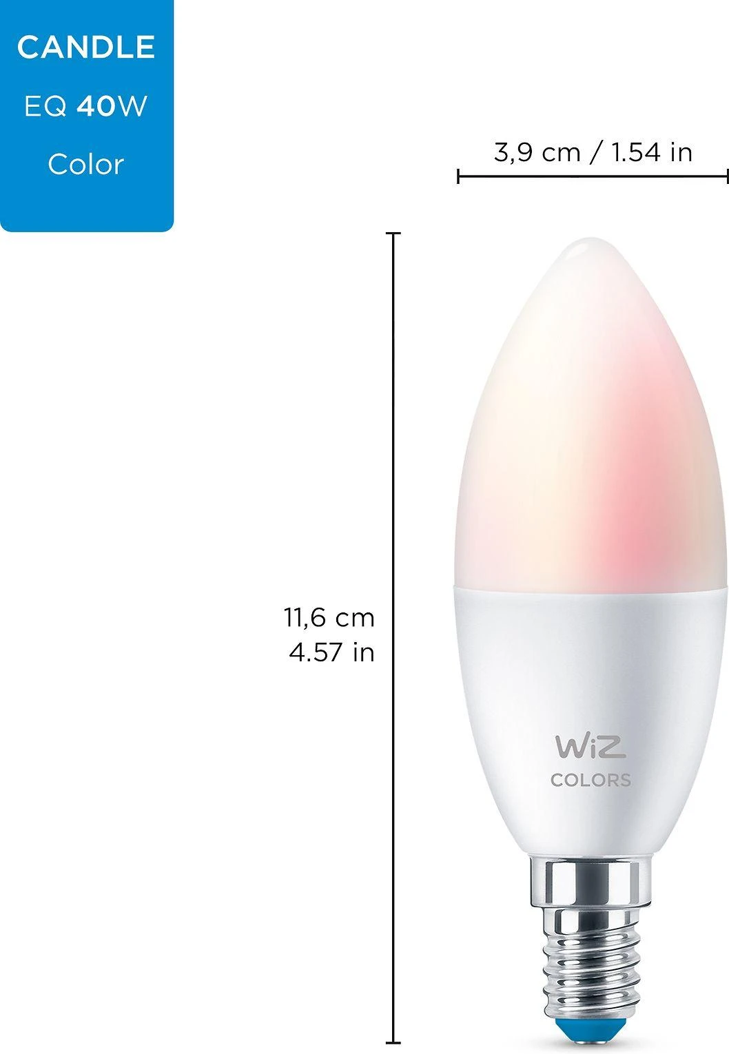 WiZ,žvakė,4,9W,2200-6500 (RGB),C37,E14,2vnt šviesos šaltinis