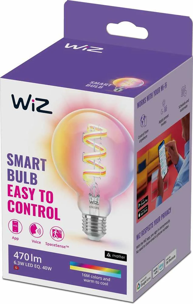 WiZ,Globe,6,3W,2200-6500 (RGB),G95,E27,1vnt šviesos šaltinis