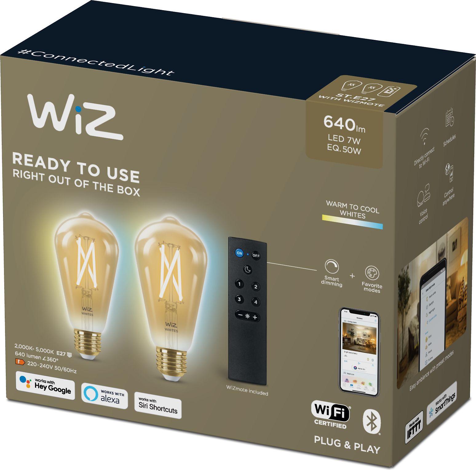 WIZ WI-FI BLE 50W ST64 AMB TW 2PK + REMOTE