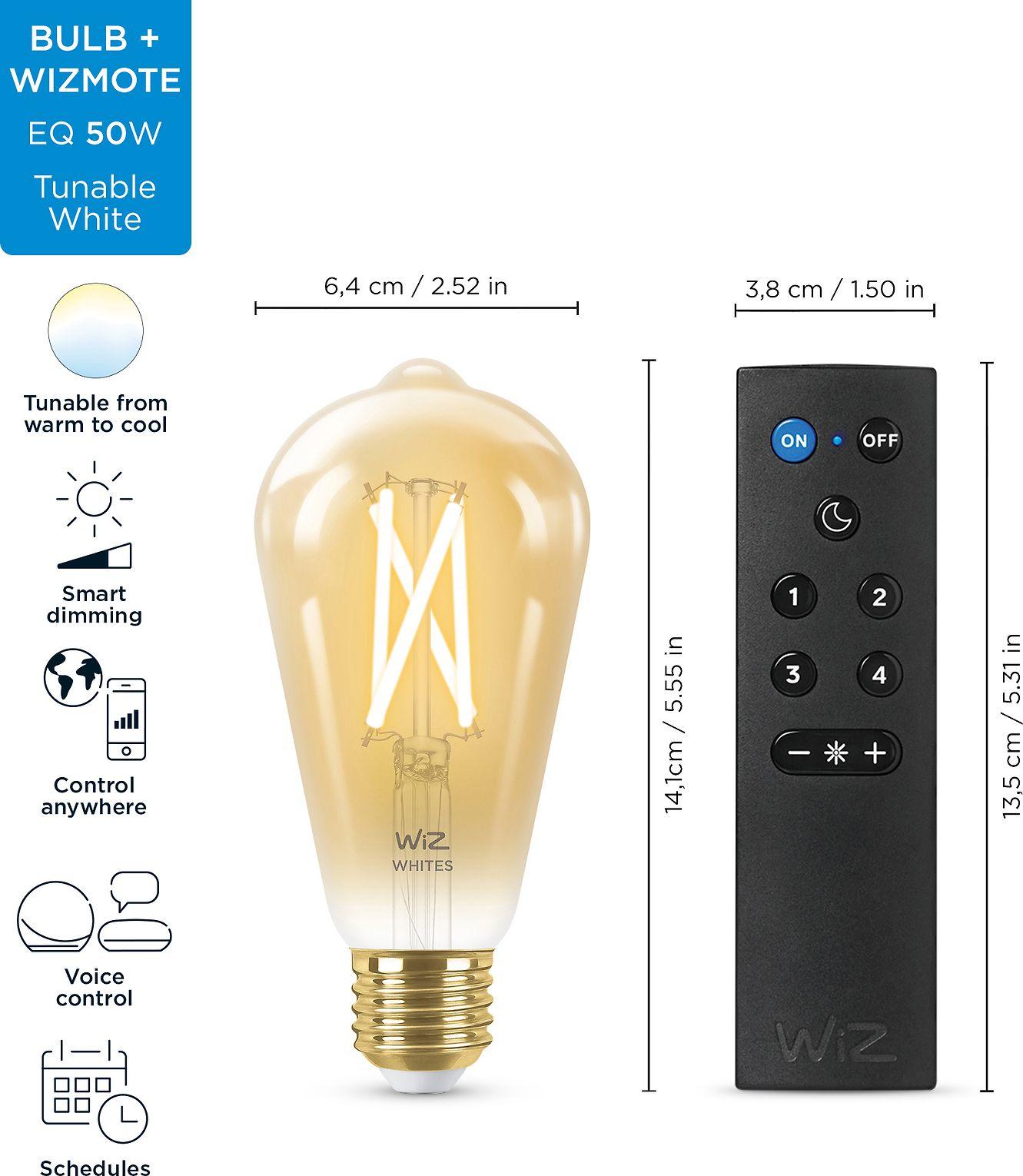 WIZ WI-FI BLE 50W ST64 AMB TW 2PK + REMOTE