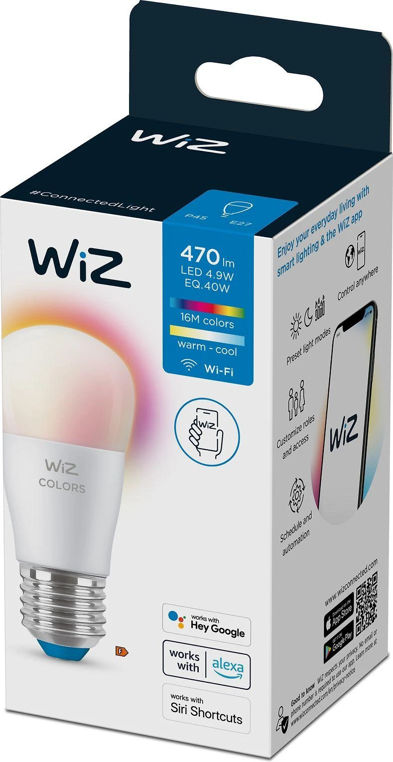 WiZ,Luster E27,4,9W,2200-6500 (RGB),P45,E27,1vnt šviesos šaltinis