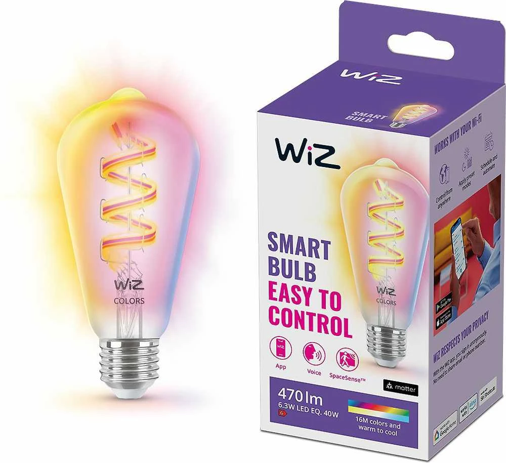 WiZ,ST64 Edison,6,3W,2200-6500 (RGB),ST64,E27,1vnt šviesos šaltinis
