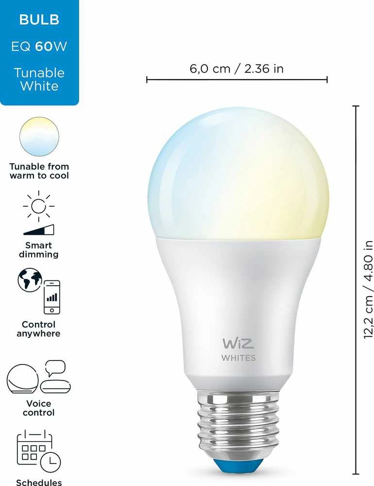 Signify WiZ Baltas Lampe E27 Tunable 60W matt Zweierpack