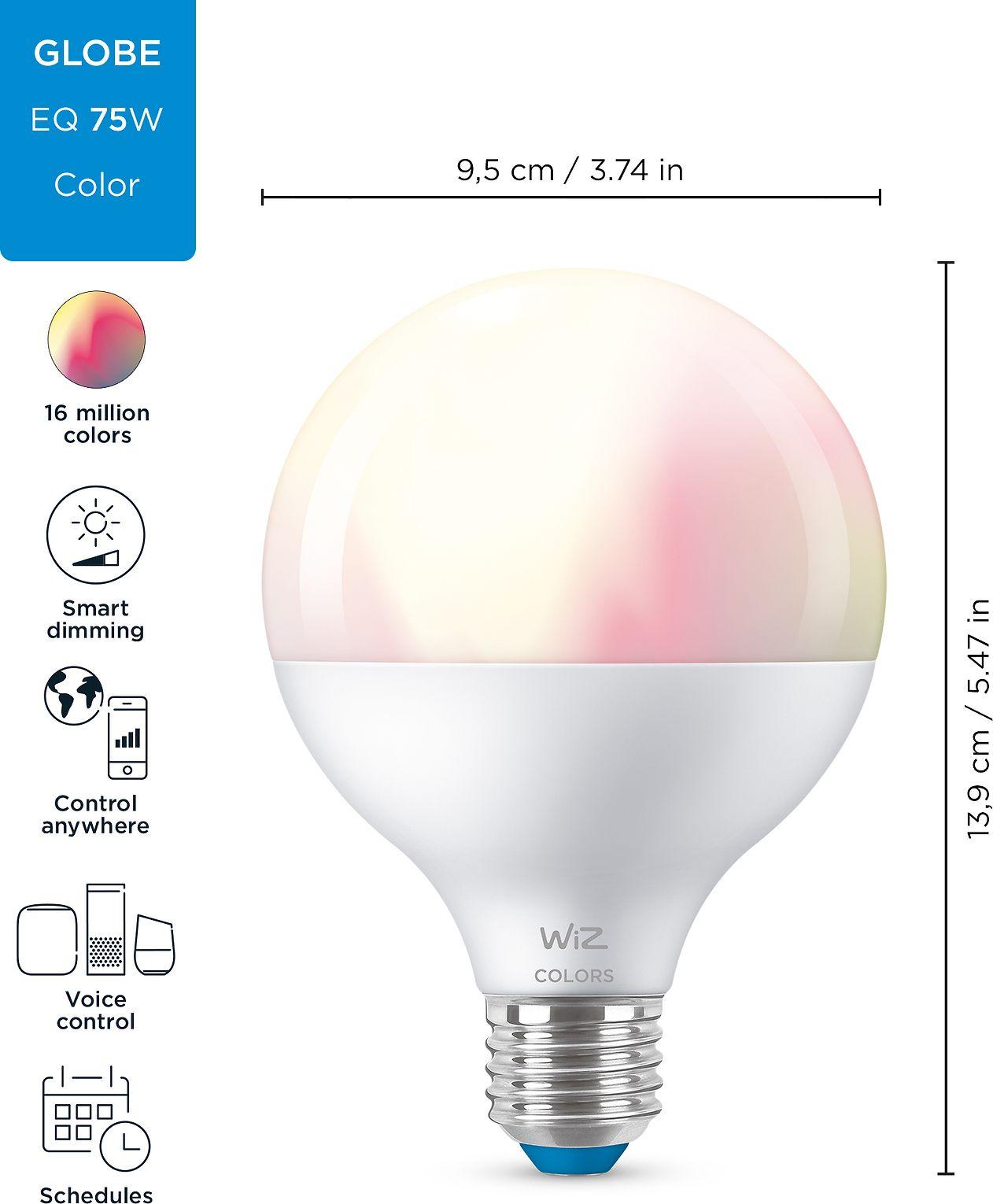WiZ lemputės sfera | 11W | 2200–6500 K (RGB) | G95 | E27 | 1 vnt.