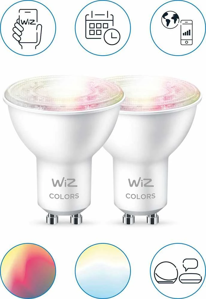 Signify WiZ Baltas & Color GU10 Tunable 60W Glass Two Pack