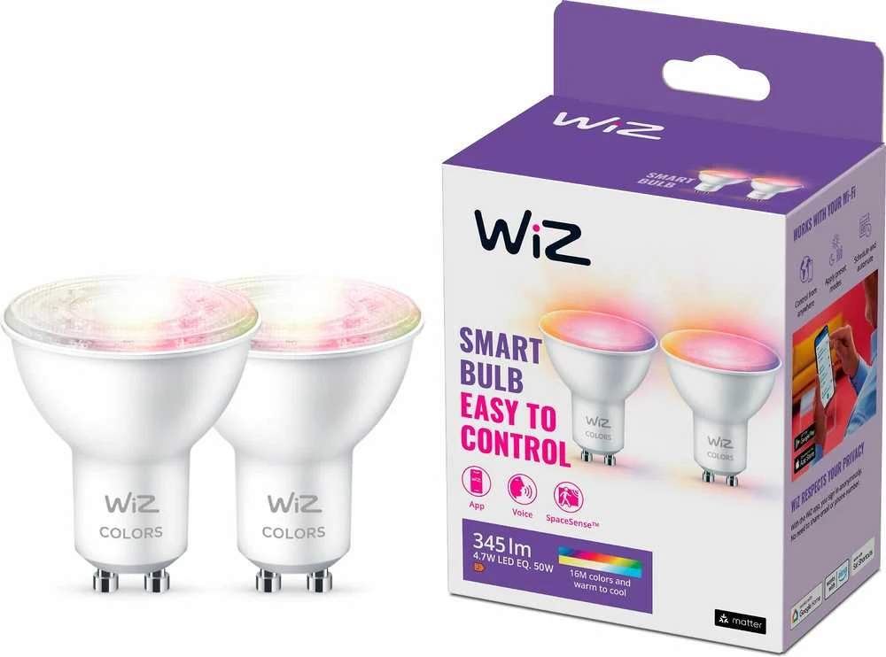 Signify WiZ Baltas & Color GU10 Tunable 60W Glass Two Pack