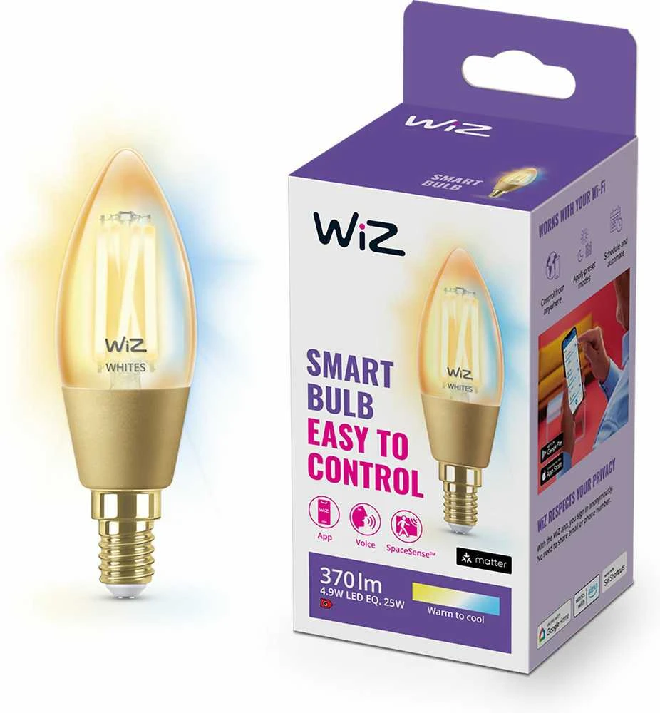 Signify WiZ - C35 Amber Candle E14 Tunable Filament - Smart Home