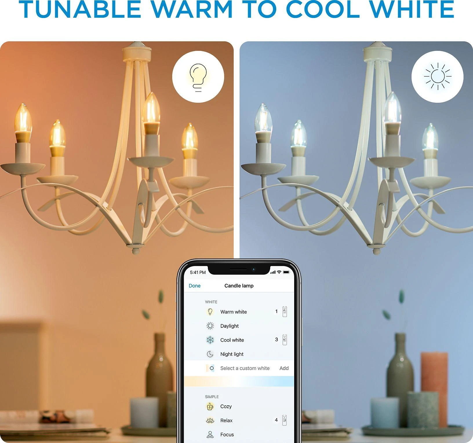 Signify WiZ - C35 Amber Candle E14 Tunable Filament - Smart Home