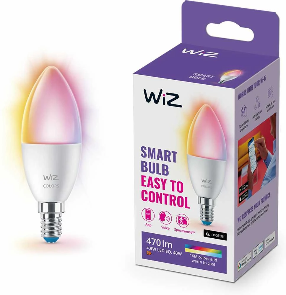 WIZ WI-FI BLE 40W C37 E14 922-65 RGB 1PF/6