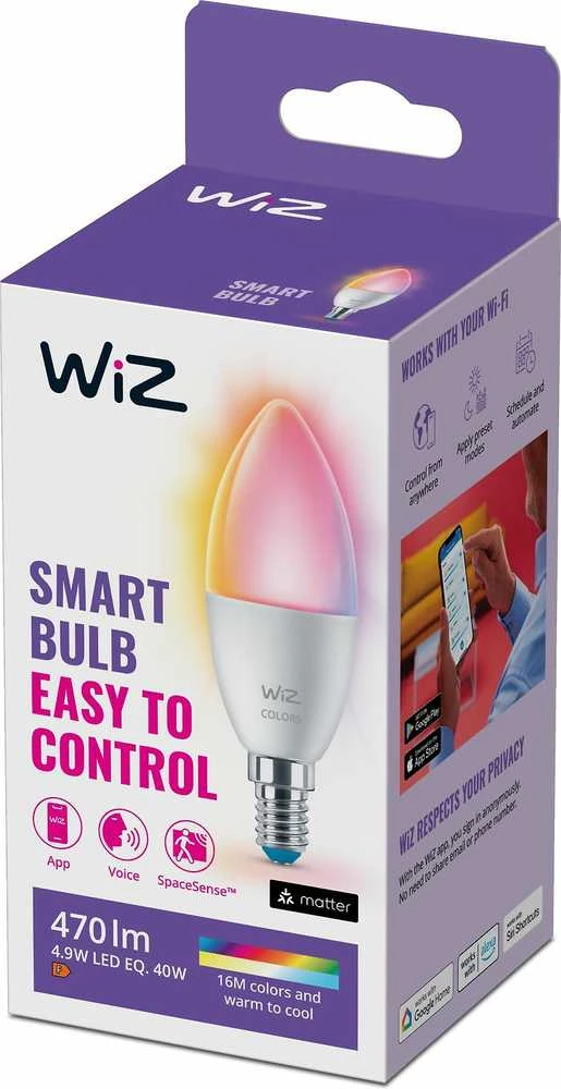 WIZ WI-FI BLE 40W C37 E14 922-65 RGB 1PF/6