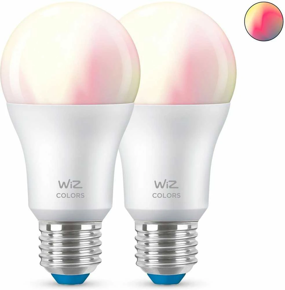 WiZ išmanioji lempa, E27, RGBW - visų spalvų ir atspalvių baltos šviesos, Wi-Fi, 806 lm, 2 pak.