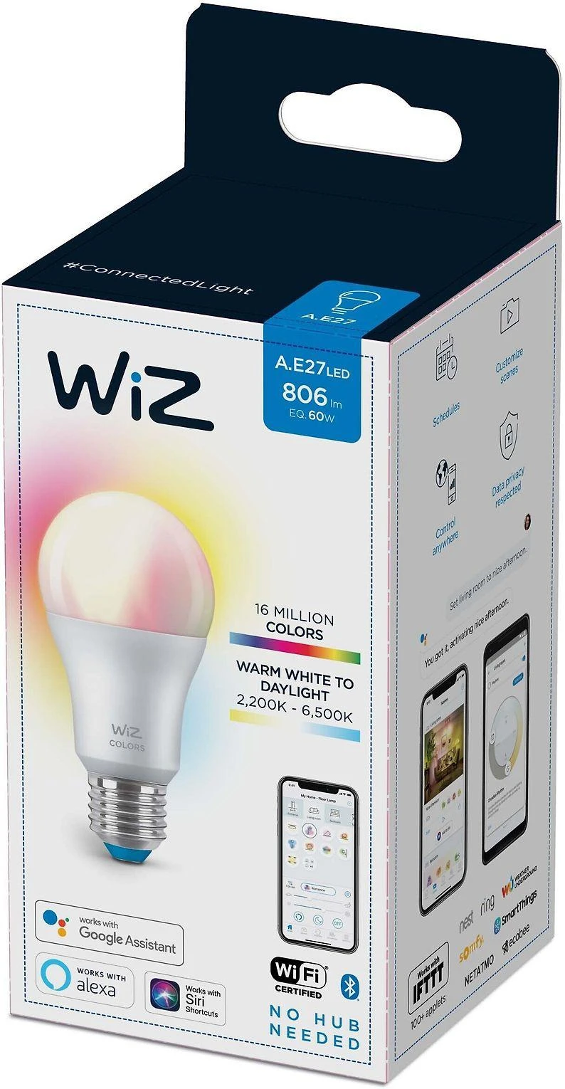 WiZ išmanioji lempa, E27, RGBW - visų spalvų ir atspalvių baltos šviesos, Wi-Fi, 806 lm