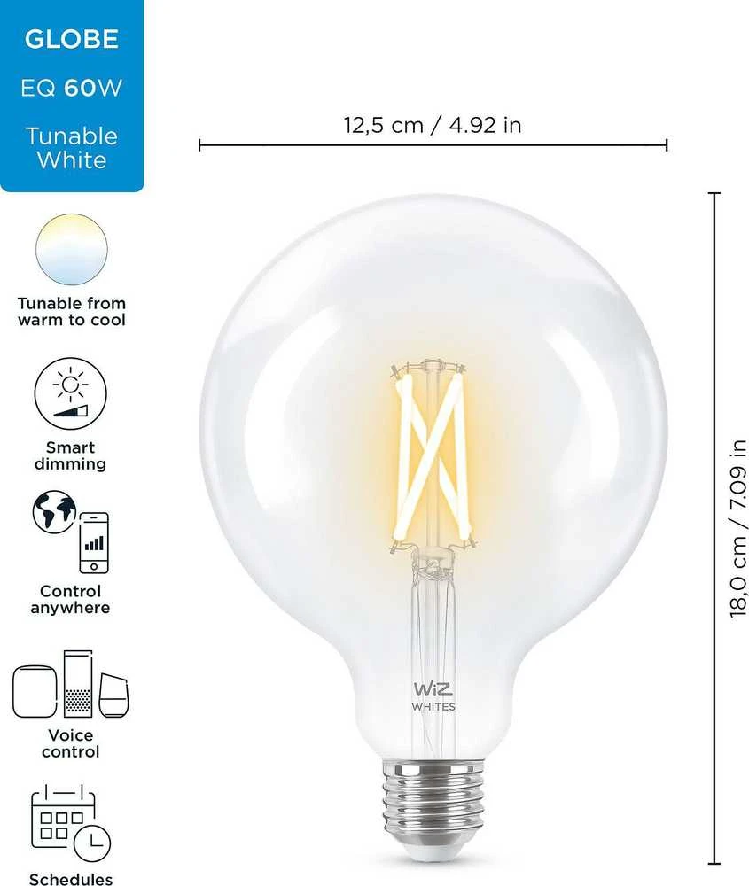 WIZ WI-FI BLE 60W G125 E27 927-65 CL 1PF/6