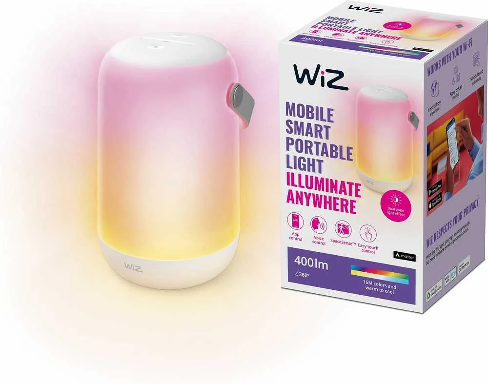 WiZ Mobile įkraunamas,13,5W,2200-6500 (RGB),IP20,baltas