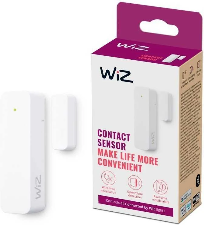 „WiZ“ kontaktinis jutiklis – namų stebėjimas, namų automatizavimas, realaus laiko įspėjimai, šviesos signalizacijos, paprastas nustatymas, namų apsauga, pranešimai, programėlių valdymas, prisijungimas prie „WiZ“ kameros ir šviesų